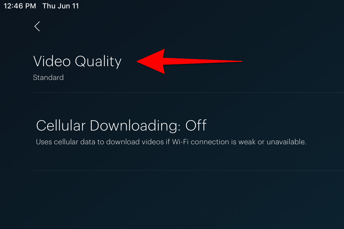 The Download Video Quality settings in the Hulu app.