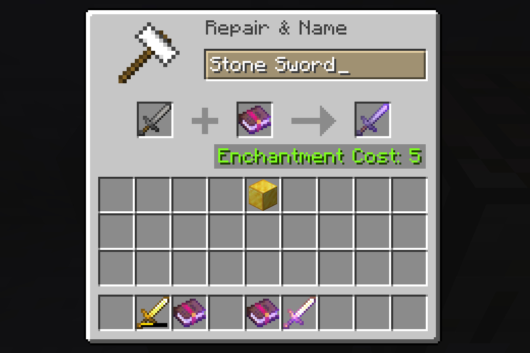 Minecraft Anvil Enchant Steel Sword