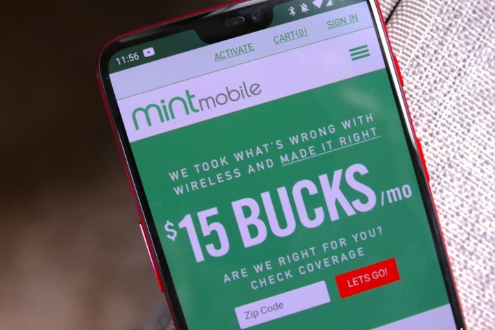 وب سایت Mint Mobile در دستگاه تلفن همراه.
