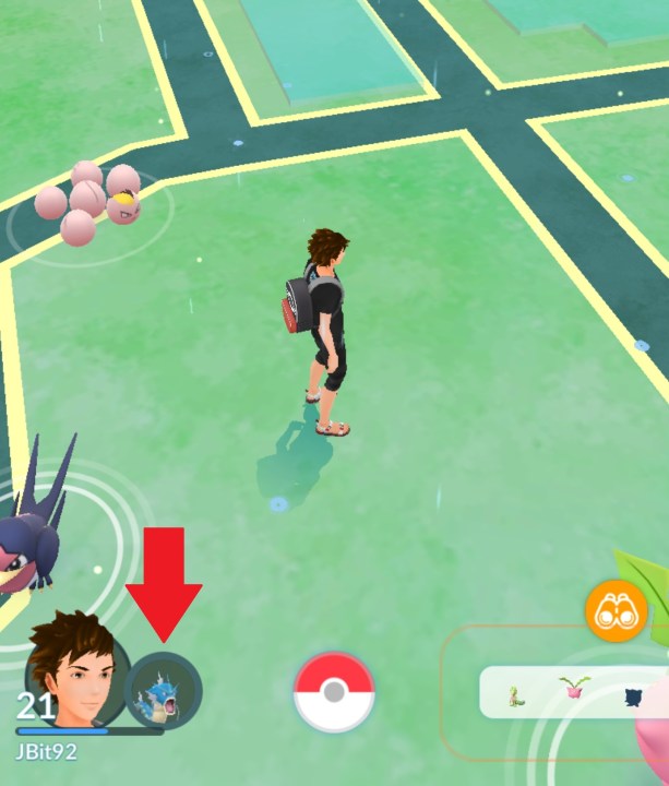 Pokemon Go map screen showing off the Buddy system.