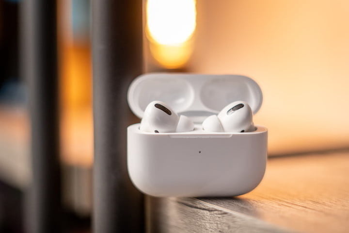 Apple Airpods Pro in their charging case.