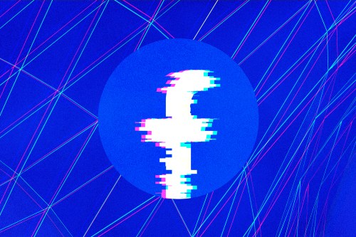 A distorted Facebook logo.