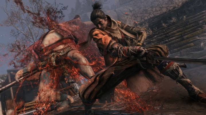 A samurai slashes an enemy in Sekiro: Shadows Die Twice.
