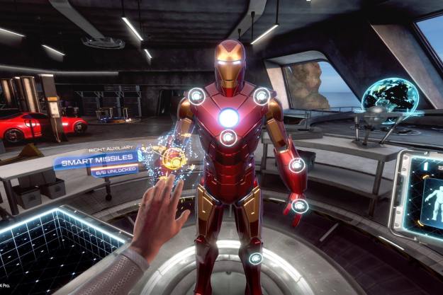 Changing suits in Iron Man VR.