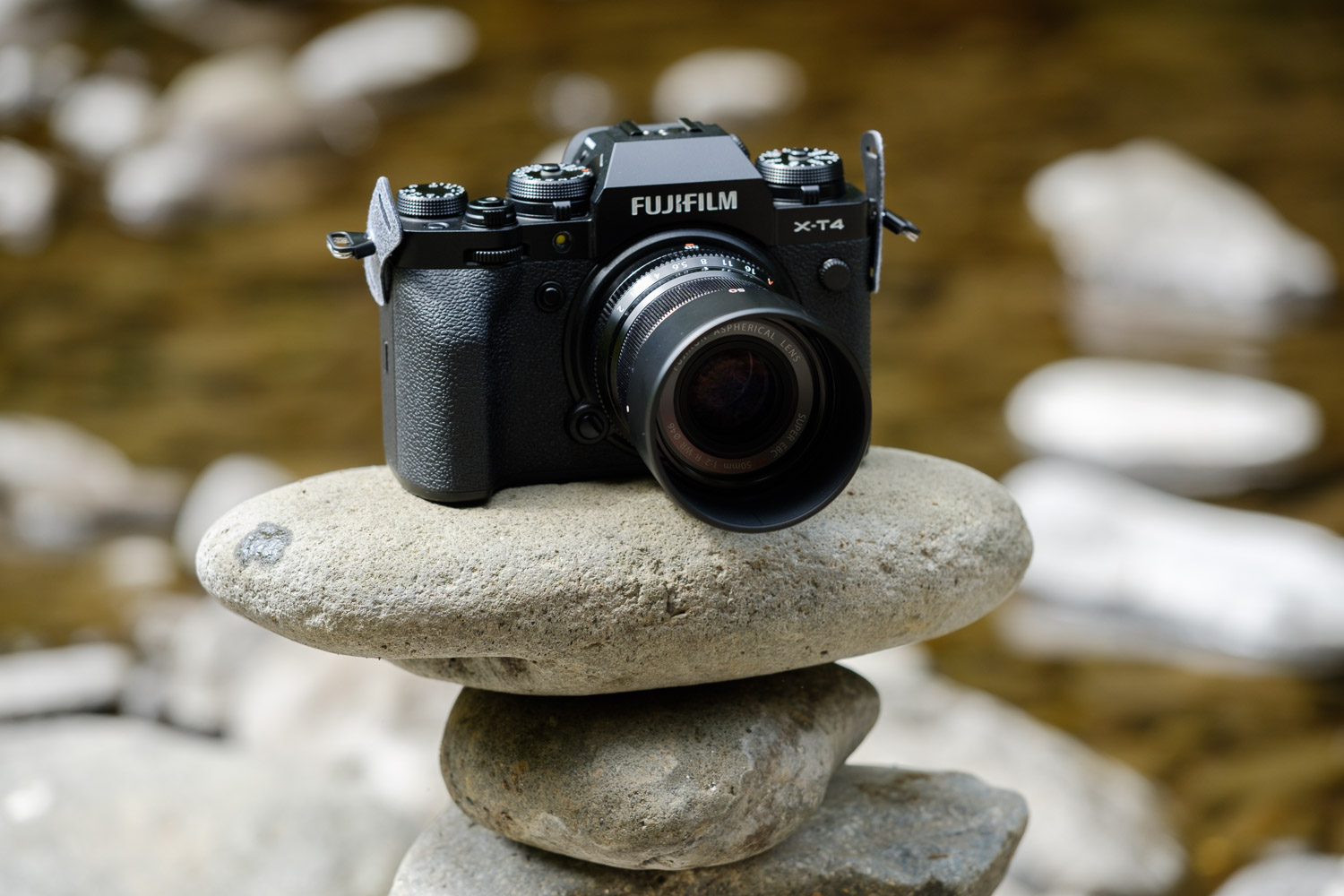 Fujifilm X T4 on a stone.