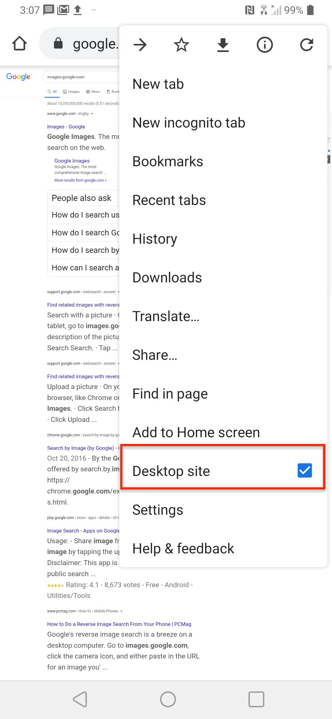 How to reverse search an image in Android.