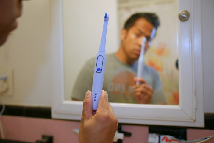 Hum by Colgate Smart Toothbrush in bathroom