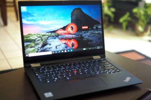 The Lenovo ThinkPad X1 Yoga Gen 6 on a desk.