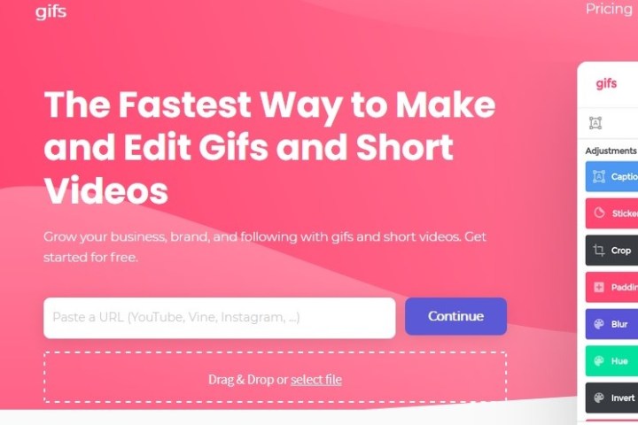 Gifs.com یک عکس از صفحه URL یوتیوب را کپی و جایگذاری کنید