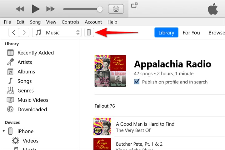 iTunes Select iPhone