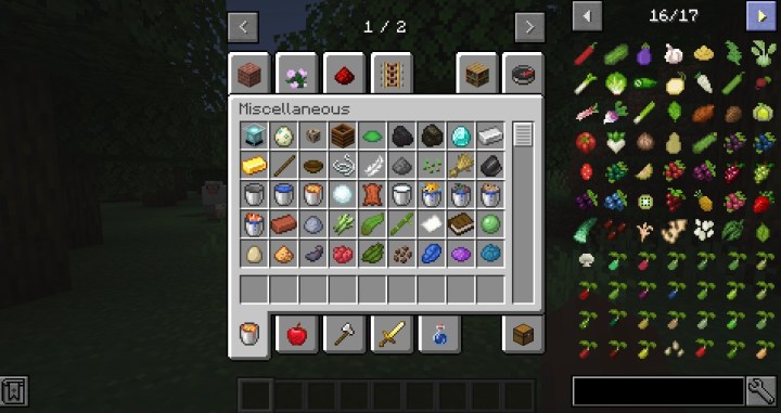 An inventory full of unique crop icons.