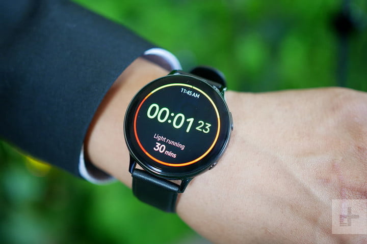 Samsung Galaxy Watch Active 2 showing a fitness timer. 