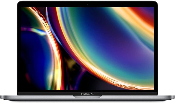 The 13-inch Apple MacBook Pro with colorful swirls on the display.