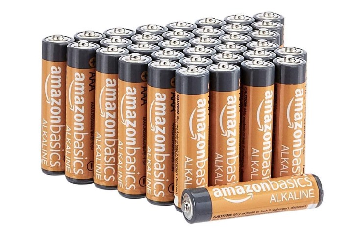 AmazonBasics AA batteries on a white background.