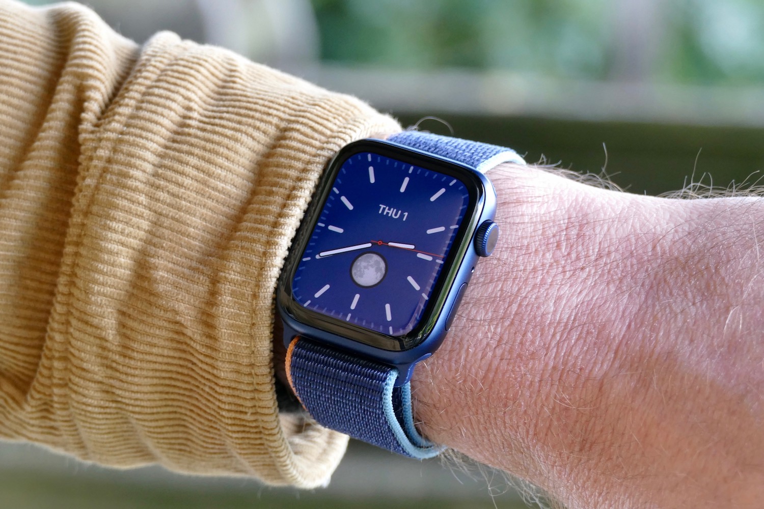 The Apple Watch Series 6 on the wrist.
