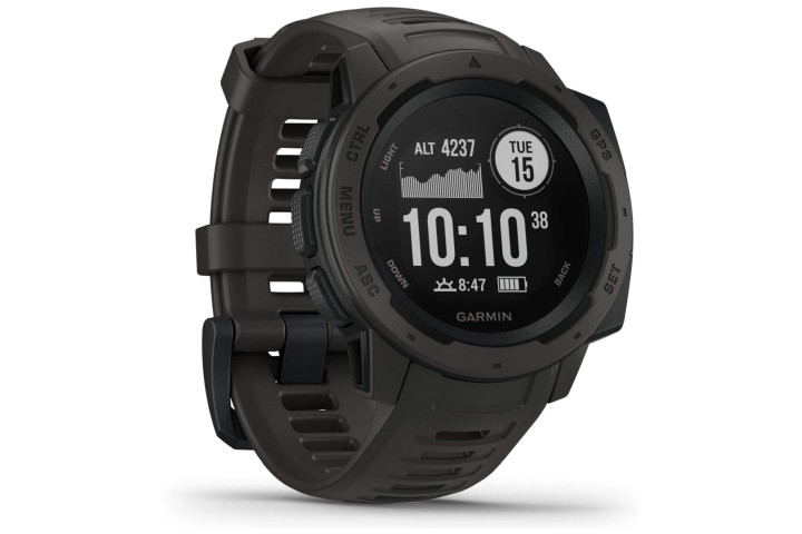 Photo shows the Garmin Instinct smartwatch in black