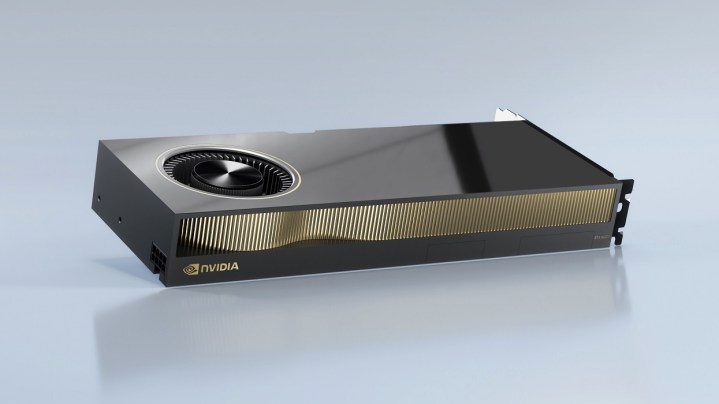 A render of Nvidia's RTX A6000 GPU.