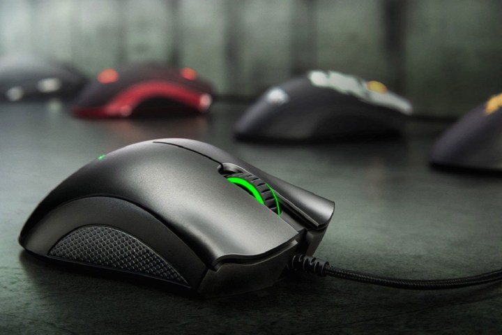 The Razer DeathAdder Essential gaming mouse on a desk.