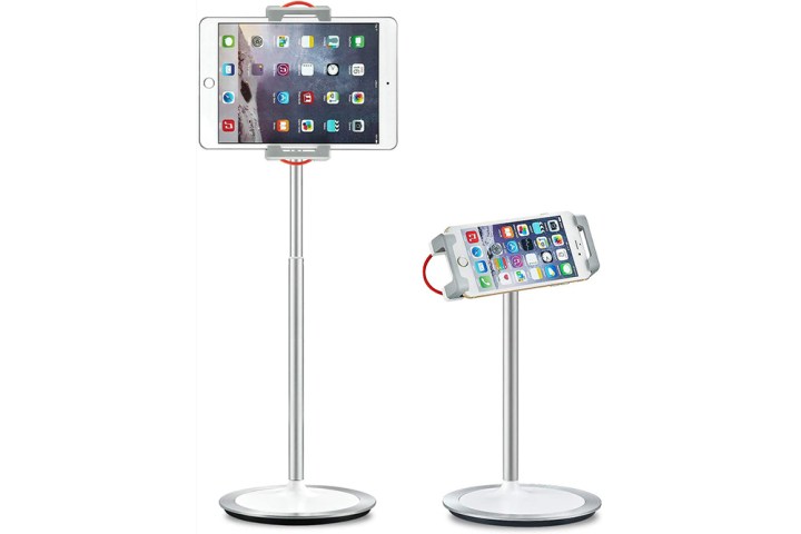 SAIJI Tablet Stand Holder showing alternate heights and rotations.