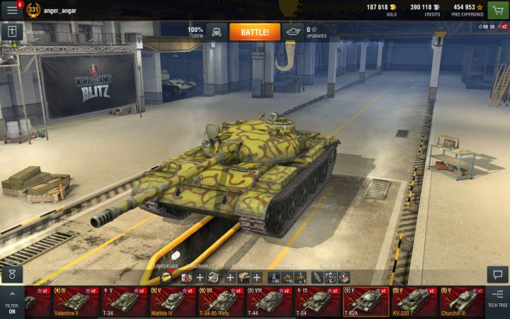 world of tanks a tank sitting in a warehouse