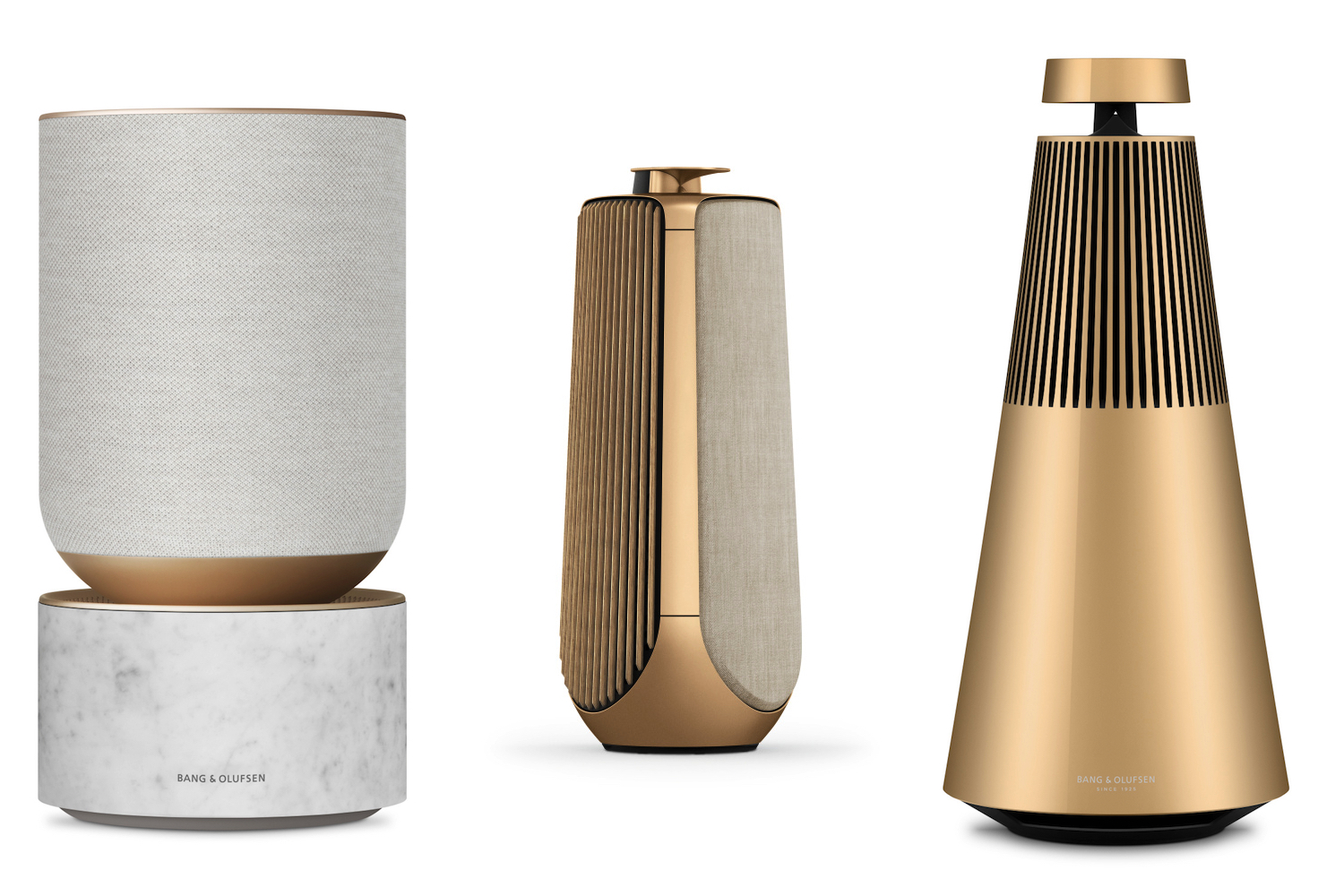 bang and olufsen 95 anniversary golden collection interview gold speakers