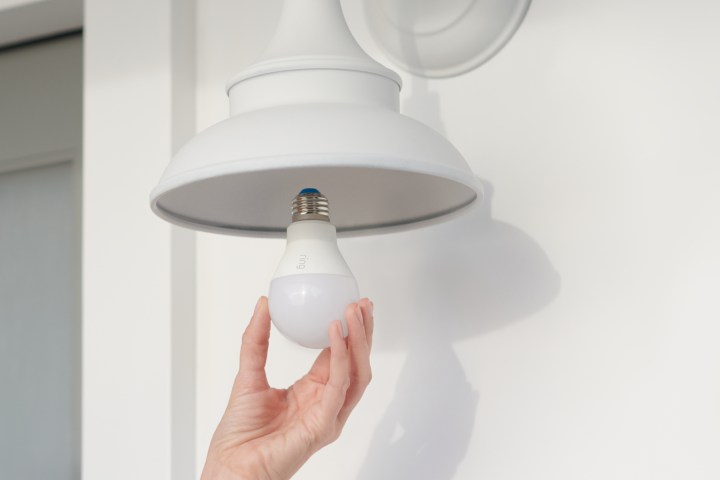Ring smart bulbs are being installed in light fixtures.