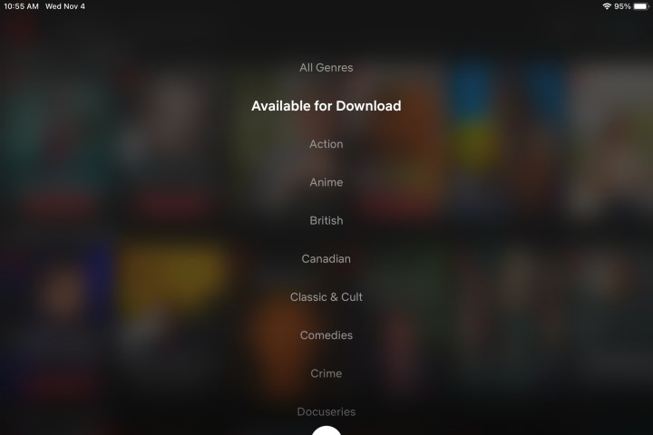 Netflix's Available to Download screen.