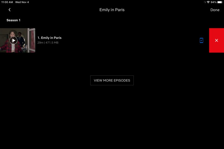 Netflix's screen for deleting titles.