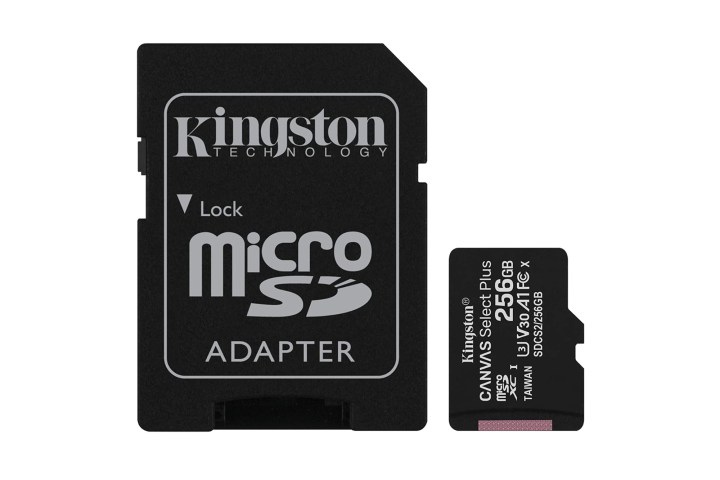 256 gigabyte Kingston microSD card and SD card adapter.