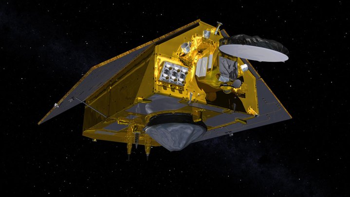 This illustration shows the front of the Sentinel-6 Michael Freilich spacecraft in orbit above Earth with its deployable solar panels extended. As the world's latest ocean-monitoring satellite, it is launching on Nov. 10, 2020, to collect the most accurate data yet on global sea level and how our oceans are rising in response to climate change.