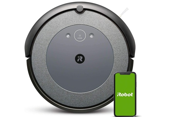The iRobot Roomba i3 robot vacuum with its app.
