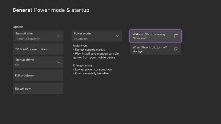 start up and power settings on xbox series x