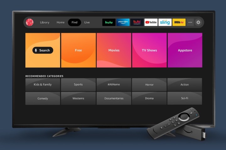 Search screen of the new 2020 Amazon Fire TV experience