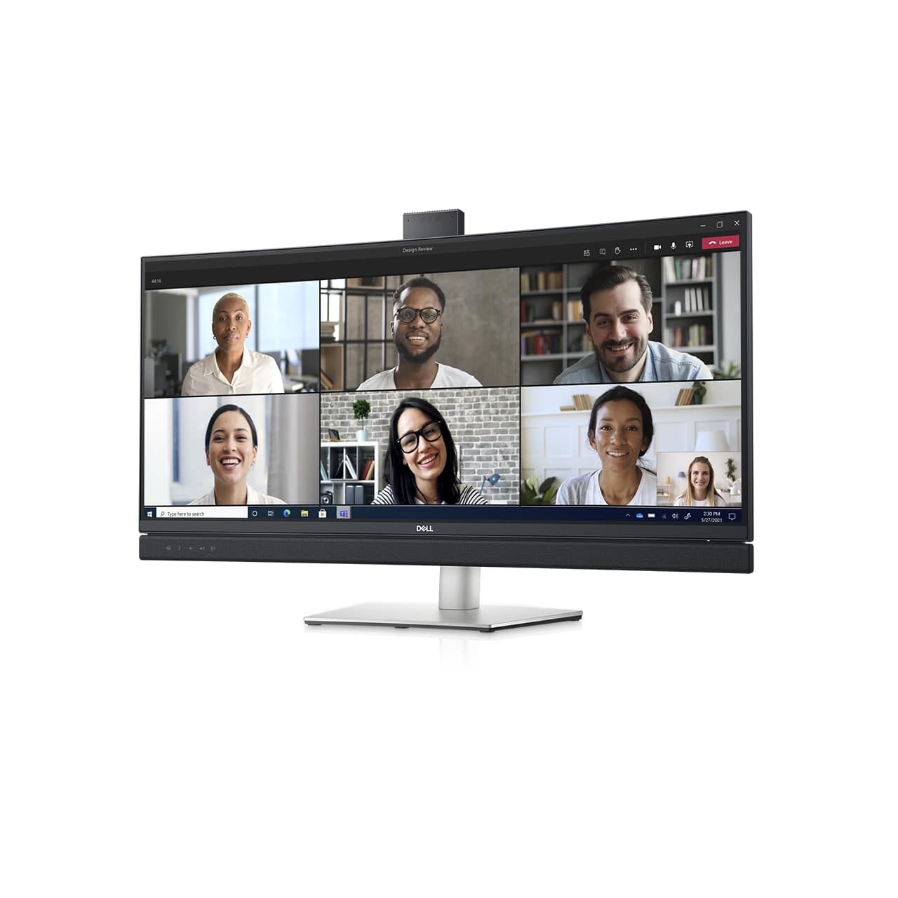 dell refreshes ultrasharp monitors ces 2021 34 video conferencing monitor front left angle screen fill 1