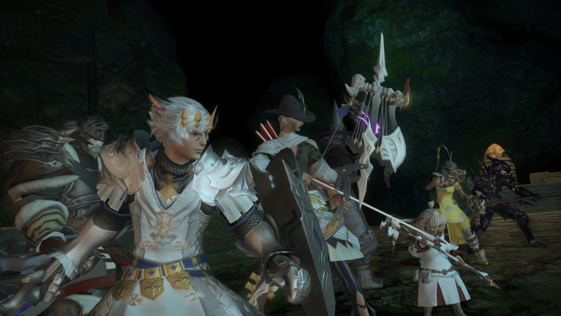 A team of FF14 charactrers ready to fight.