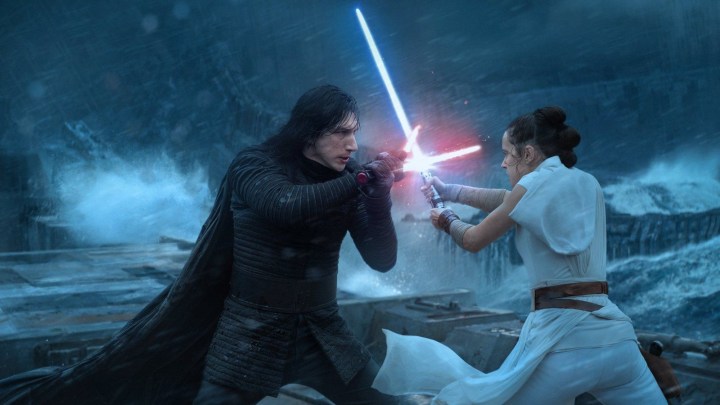 Kylo and Rey fighting in Rise of the Skywalker