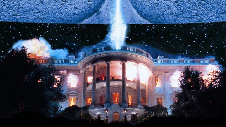The White House gets blown up in "Independence Day."
