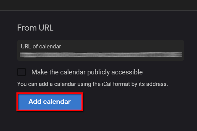 how to sync outlook calendar with google add url of