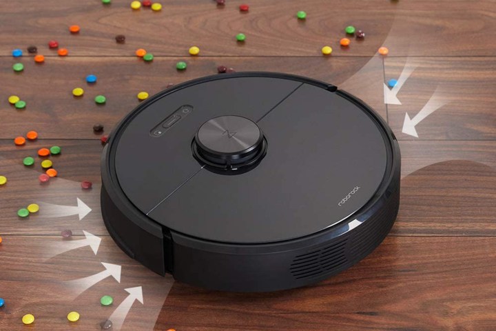 The Roborock S6 picking up candy.