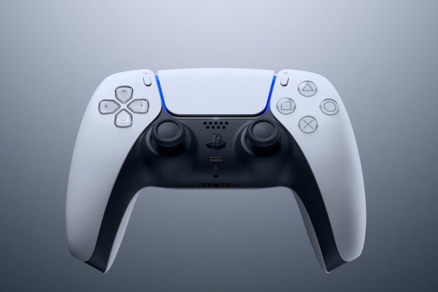 PS5 Dual Sense controller on a dark background.