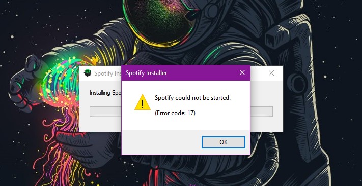 کد خطای Spotify 17.