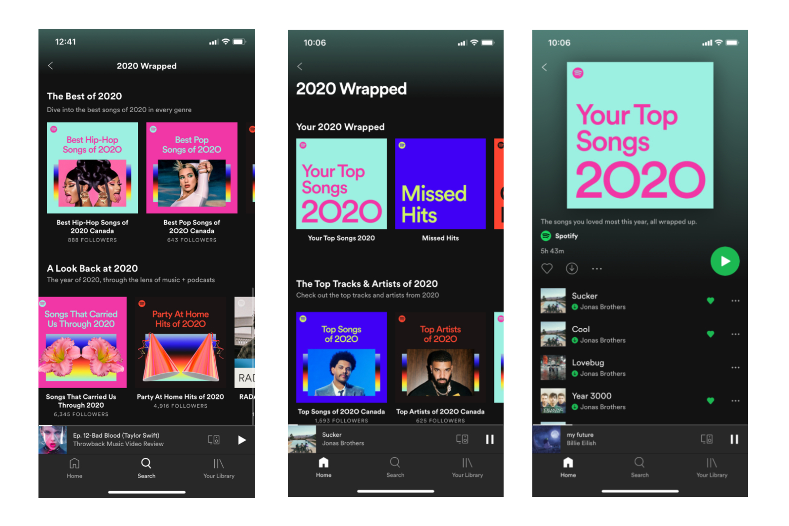 Aplicativo móvel Spotify Wrapped 2020.