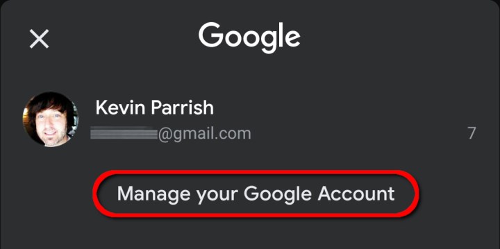 Gmail 管理您的 Google 帐户