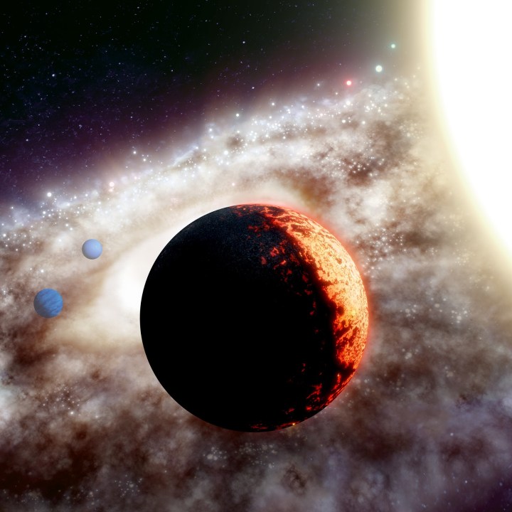 Artist’s rendition of TOI-561, one of the oldest, most metal-poor planetary systems discovered yet in the Milky Way galaxy. 
