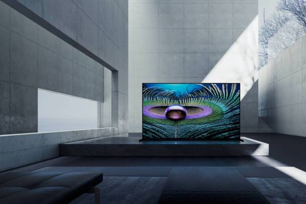 A Sony television sits in a futuristic-looking living room.