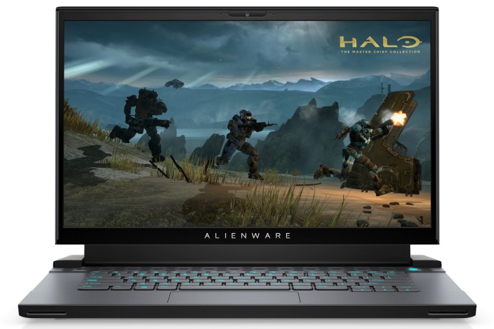 The Alienware m15 R4 gaming laptop with Halo: The Master Chief Collection on the screen.