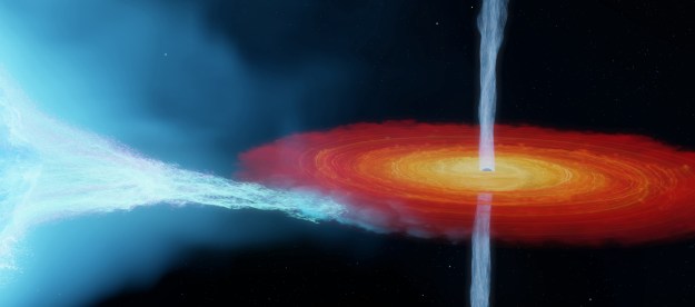 An artist’s impression of the Cygnus X-1 system. This system contains the most massive stellar-mass black hole ever detected without the use of gravitational waves, weighing in at 21 times the mass of the Sun.