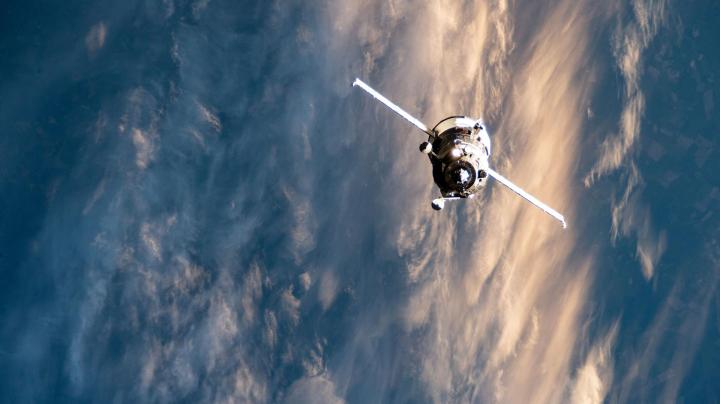 Russia's Progress 76 resupply ship, packed with nearly three tons of food, fuel and supplies, approaches the International Space Station above the eastern European nation of Ukraine on July 23, 2020.