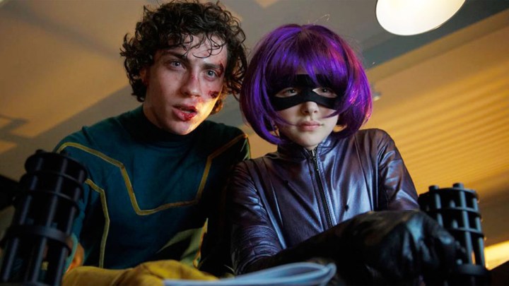 Aaron Taylor-Johnson and Chloe Grace Moretz in Kick-Ass.