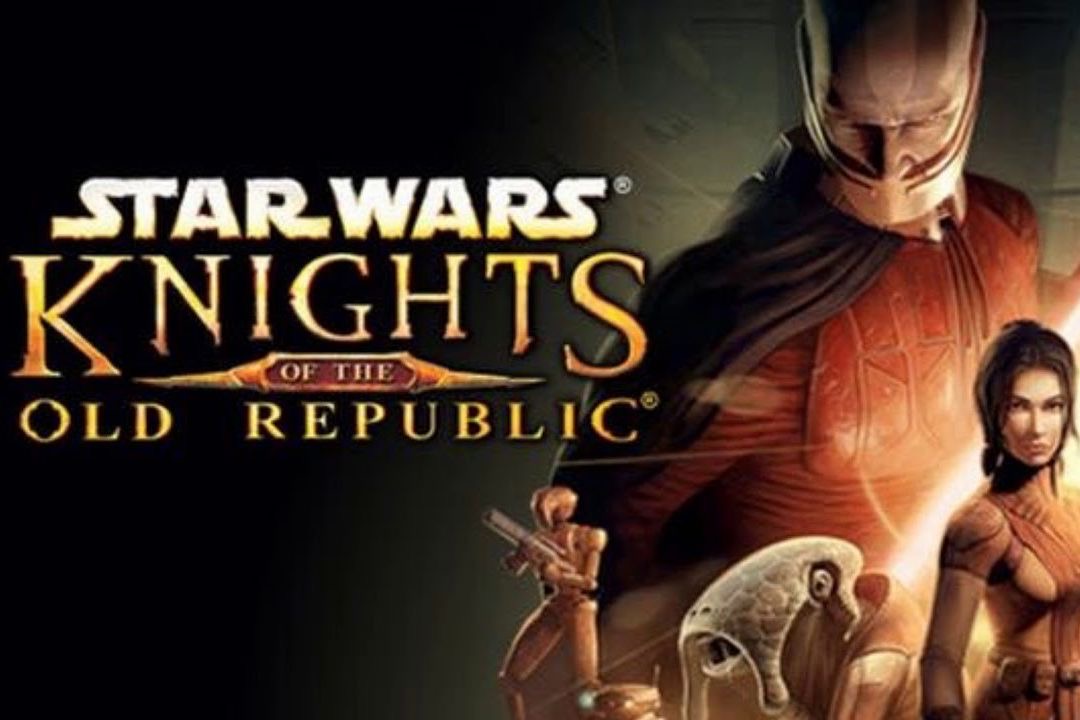 Star Wars: Caballeros de la Antigua República mostrando personajes del juego.